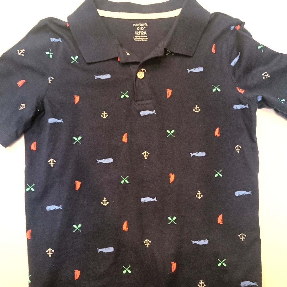 WORN 1X BOYS CARTER'S POLO SHIRT SZ 12